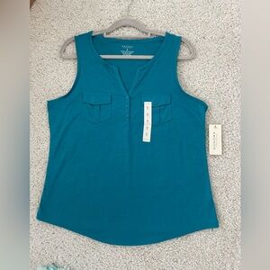 New Sonoma Teal Sleeveless Tank Top size large with front pockets